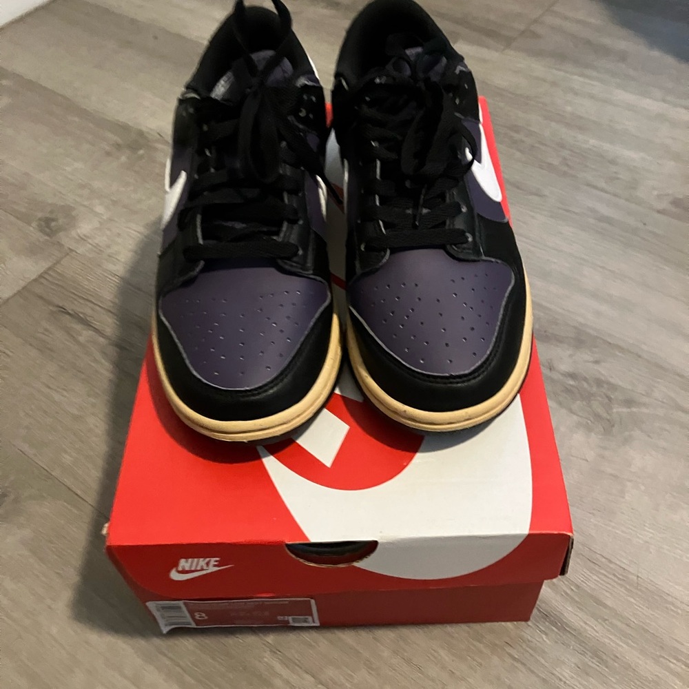 Nike Black and Purple Sneakers with Mixed Material Design
